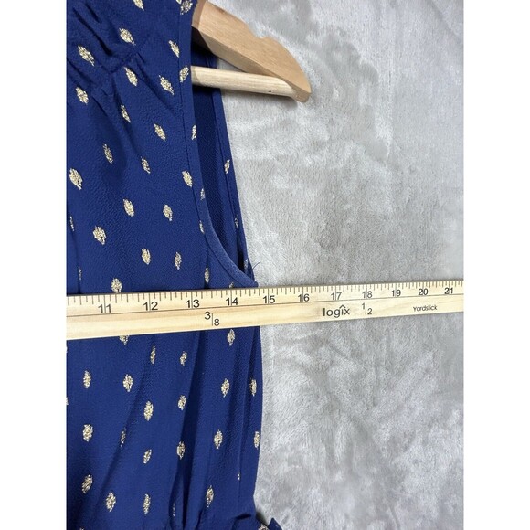 Juicy Couture Navy & Gold Polka Dots Tie Sides High Neck Dress Women’s XS - Picture 3 of 11